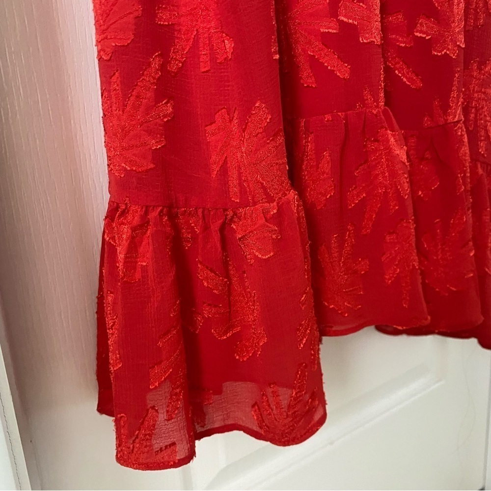Red Long Sleeve Ruffle Dress size-Large - Picture 6 of 9